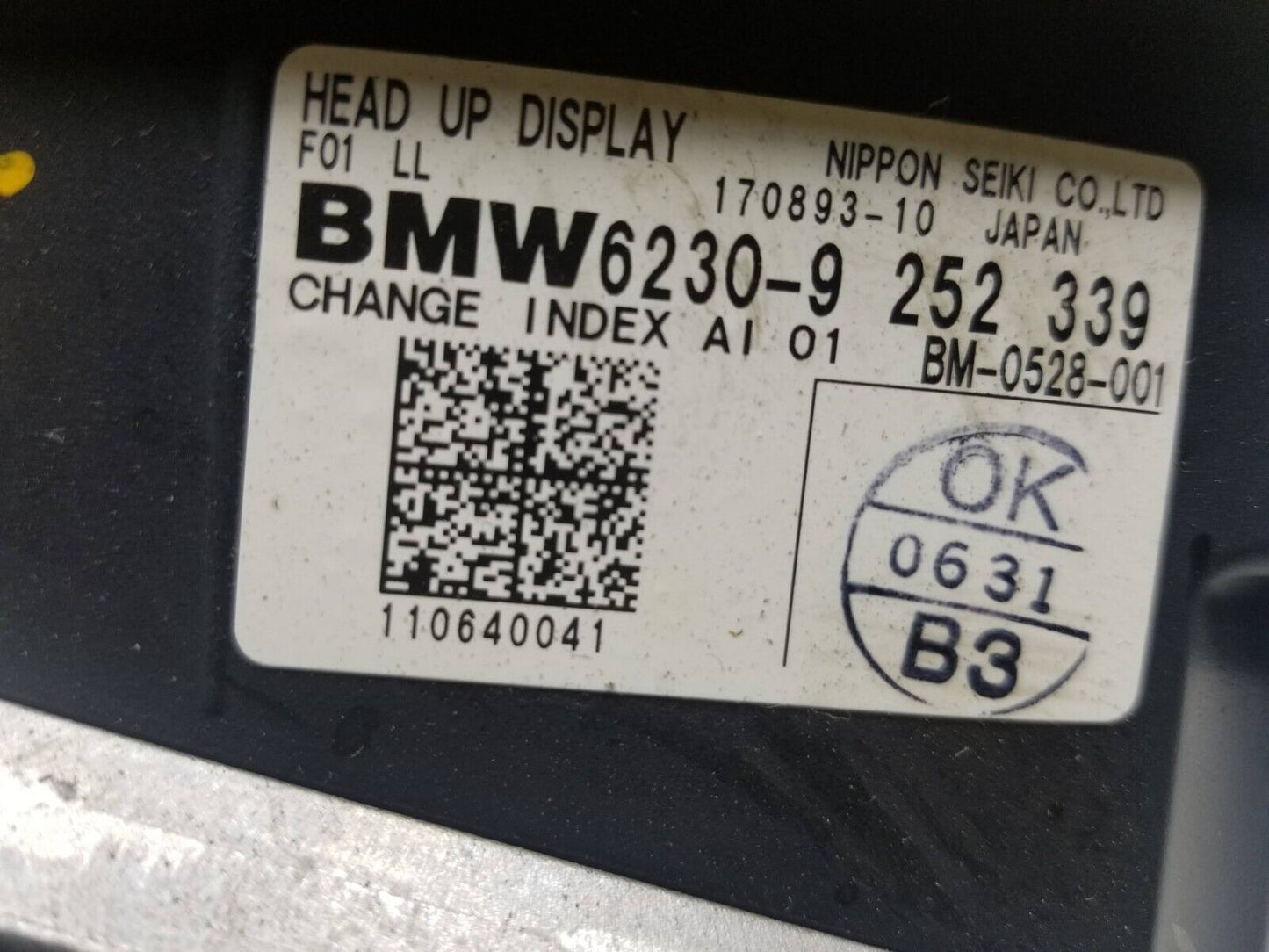 09 10 11 12 BMW 750li F02 Head Heads Up Display Hud Control Unit 9252339 OEM