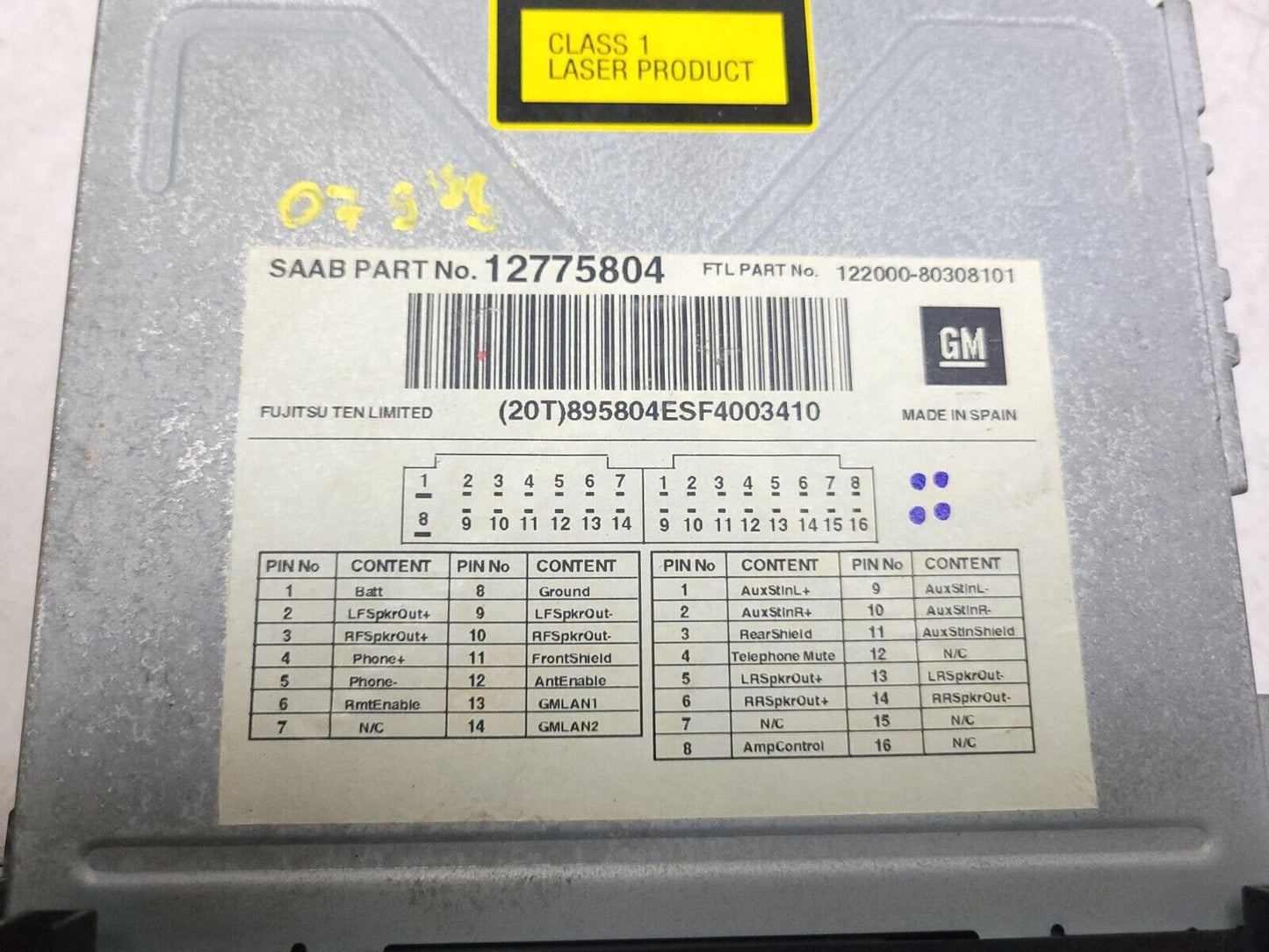 06 07 08 09 Saab 9-5 AM FM Radiao Cd Riceiver 12775804 OEM