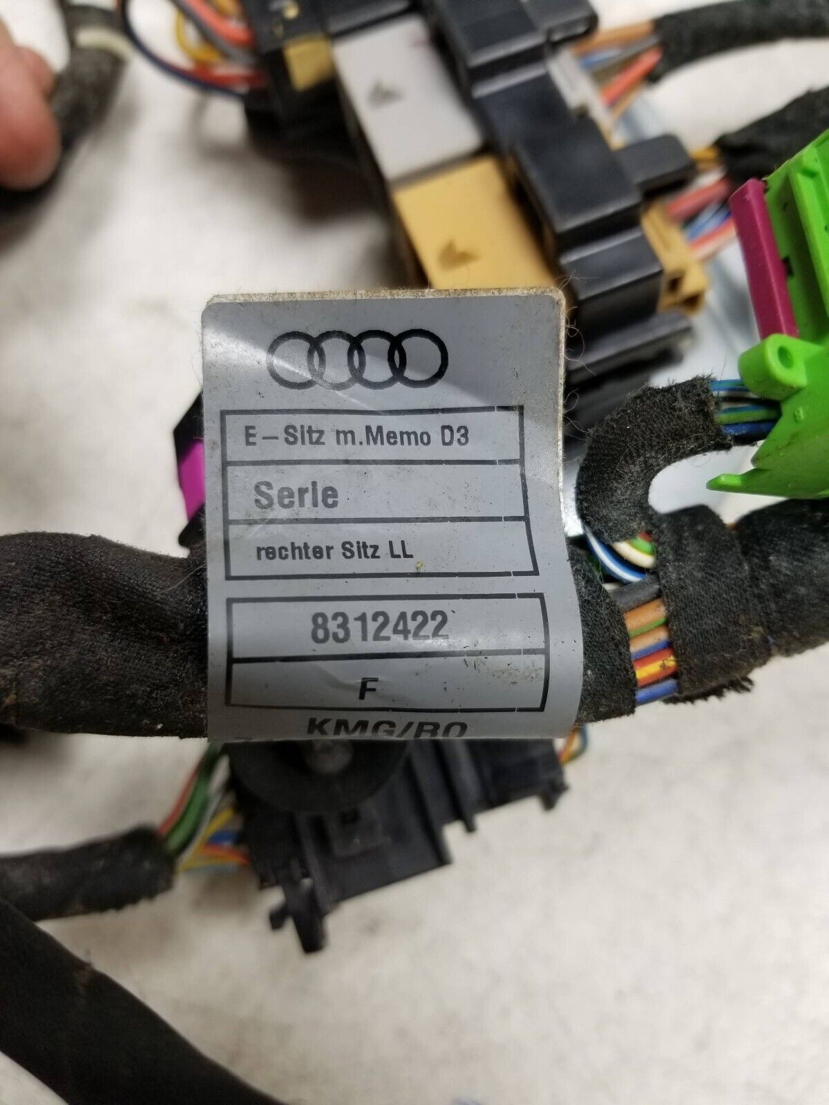 04-09 Audi A8 Front Passenger Seat Wire Harness OEM