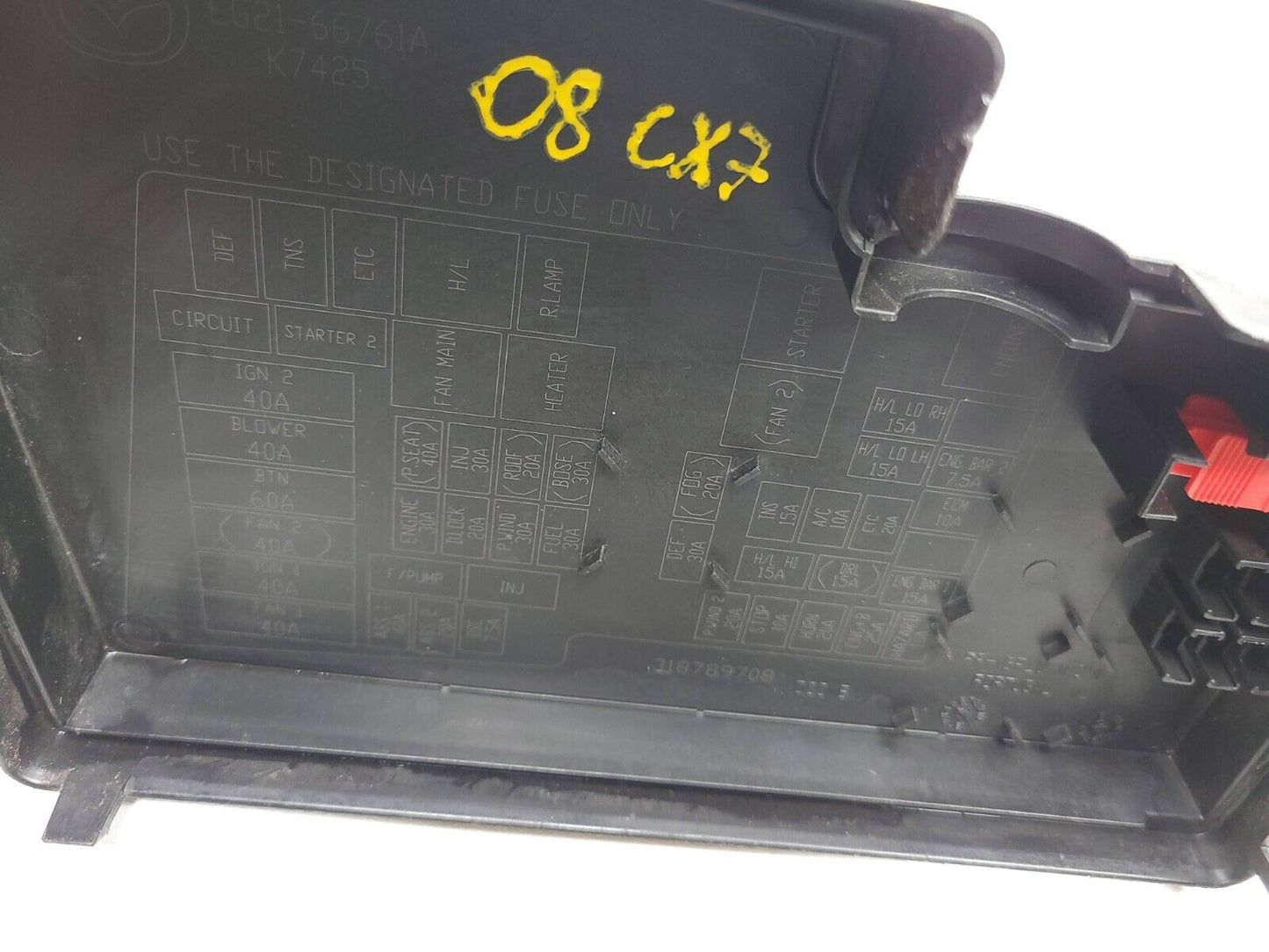 2007 - 2012 Mazda Cx-7 Fuse Box Cover Lid 2.3l OEM