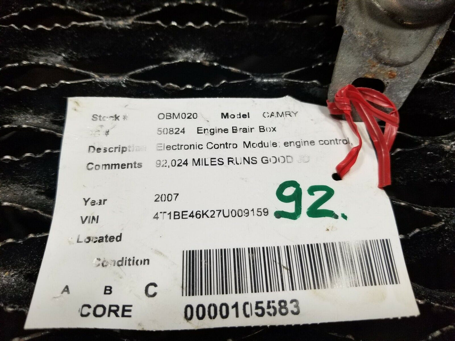 07 2007 Toyota Camry Engine Control Module Ecu Ecm Ebx 89661-06c40 OEM #92