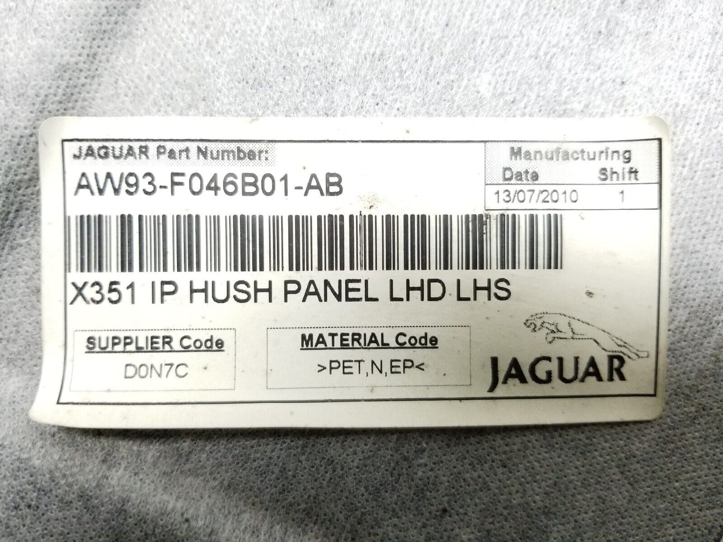 10 11 12 13 Jaguar XJ Front Left Driver Under Dashboard Hush Panel Cover OEM 86k